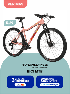 TOPMEGA BICI MTB 3 CUOTAS SIN INTERÉS 6 CUOTAS SIN INTERÉS Visa Crédito Authogar